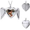 MunkiMix Collana Personalizzata con Medaglione a Cuore in Argento con Ali D'angelo Collana con Medaglione con Foto Gioielli Personalizzati per Donna Regali per la Festa Della Mamma (Stile C1)