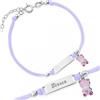 Sakrami Bracciale Argento 925 Bambina Cordoncino Lilla con Orsetto e Piastrina Incidibile Kids Collection + Regalo Personalizzato - Braccialetto per Nascita Comunione Battesimo Compleanno Ragazzine Bambine