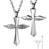Bandmax Urna ad Ala Crocifisso per Ceneri Collana Donna Uomo Personalizzata, 50+5 cm Ciondoli per Collane Porta Ceneri Funeraria, Argento Collana in Acciaio Inossidabile, Regalo di Ricordi per Animale