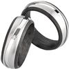 Schmuck Depot Coppia di anelli e fedi nuziali in titanio e carbonio con diamante (0,015 ct W/SI) - Coppia di anelli di fidanzamento/anelli dell'amicizia con incisione e custodia, modello 3850