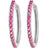 LES FOLIES DI PAOLA GRIECO Coppia di Orecchini a Cerchio Fucsia cerchietti strass in argento 925 rodiato - Hoops Collection (16mm)