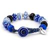 SAGA GIOIELLI Bracciale Colorato con Perle in Vetro - Bracciale Artigianale Multicolore Regolabile 23 cm - Gioiello Unisex Uomo Donna - Idea Regalo Originale (ONDA BLU)