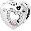 LES FOLIES DI PAOLA GRIECO Charm Cuore con zircone rosa amore in argento 925 - Les Folies per Pandora