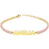 Sakrami Bracciale con Nome Tennis Personalizzato Stampatello Argento 925 Rodiato o Placcato Oro con Zirconi Bianchi Rosa Multicolor, Regalo Donna Ragazza Laurea Compleanno Comunione (Dorato Rosa)