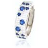 Generico Anello Fascia con Zirconi Blu e Bianchi in Argento 925, Regolabile, Bicolore