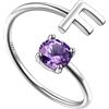 Suplight Suplihgt Anello Argento Donna Personalizzato Anello Lettera F Anello Donna Argento con Pietra Personalizzata Anello Donna con Iniziale F Personalizzato per Donna Regalo Natale San Valentino