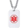 PROSTEEL Emergenza Collana Personalizzata Stella di Vita Rossa Informazioni Persnali Mediche Urgenti, Lunghezza Regolabile, Acciaio Inossidabile, Argento Nero Oro - Incisione Gratis