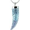 Body Bling Collana grande con corno zanna a artiglio placcato blu su argento