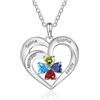 Jeweidea Collana Cuore Personalizzata per Danna Collana con Nome e Ciondolo con Pietra di Nascita per Mamma Nonna Regali per Natale Festa della Mamma (B-Nomi 4)