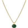 Einzelstück Ubud - Collana con ciondolo in pietra verde placcato oro 14 K, in acciaio inox