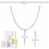 ZELYA Collana con ciondolo a croce in argento 925 per ragazze e ragazzi - 45-60 cm, collana per Comunione con croce, collana per bambini per Comunione e Battesimo, con scatola regalo e incisione, 45