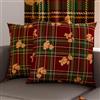 PETTI Artigiani Italiani - Coppia di Federe Cuscino 40x40 cm in Microfibra, Federe Natalizie, Cuscini Arredo di Natale Camera da Letto, Divano, Set 2 Fodere Copricuscino, Federa Orsetto Tartan