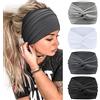 Kavya Fascia Capelli Donna 4 Pcs 7'' Elastico Cerchietto Capelli Donna Movimento Yoga Fasce Per Capelli Bandana Extra Large Headband Boho Accessori Per Capelli (Grigio)