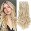 TESS Extension Capelli Clip 43 cm, Extension con Clip Ondulato Biondo Chiaro #613 18 Clips 8 PCS Extension Clip Capelli 140g Capelli Finti