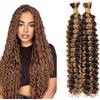 Evaxilc 30 30 Inch Human Hair Extension Deep Wave Bulk Human Braiding Hair for Boho Braids Capelli Umani Unprocessed No Weft Bulk Braiding Hair P4/27 Highlight Blonde 2 Bundles Total 100g