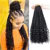 WoWCFyyds 8 confezioni Crochet Braids Hair 18 pollici Goddess Box Braids Dea Box Trecce Extension Capelli Ricci Estremità 3X Treccia Sintetica Estensione Dei Capelli per Donne Nere (1B)