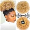 SAISIFEN Afro Puff Coda Di Cavallo Estensioni Dei Capelli Con Clip Su per Le Donne Nere Afro Capelli Bun Con 10 Pezzi Perni Di Capelli (Diametro 20 cm 8 Pollici, #27 Biondo Medio)