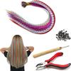 DALAETUS Set di 167 Extension in Piuma Sintetica, 50 Extension Capelli per Feste, con 100 Perline, 1 Pinze e 1 Uncino per Ragazze e Donne