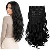 CAISHA XXL 60cm 4 pezzi Set completo di testa Clip nelle estensioni dei capelli Hairpiece Resistente al calore nero #1 CES301-1