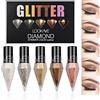 Catime 5 Colori Glitter Liquido Eyeliner, Eyeliner di Paillette Metallic Impermeabile Lunga Durata, Ombretti Scintillanti per Trucco Festival Feste (A)
