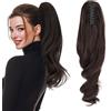 Silk-co Coda Capelli Extension Finta di Cavallo Mossi Onda Larga con Pinza Clip Ponytail 45cm 140g Marrone Medio