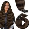 LaaVoo Extension Capelli Veri Cheratina Marrone Cioccolato 55cm 50g 50 Ciocche, Remy Umani Lisci, Leggeri e Invisibili, Comodi da Indossare, per Feste e Cerimonie Colore 4