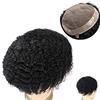 GRFIT Parrucchino da Uomo Afro Wave Hair Toupee for Men Durable Mono Curly 120% Parrucche di capelli umani indiani # 1B Unità di sistema di ricambio for protesi di capelli maschili neri Parrucca da Uomo (C