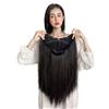 LesafeV Parrucca diritta a 3/4 mezza parrucca invisibile a forma di U con clip in extension per capelli, colore nero