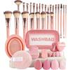 CAMEIRGOU Set Pennelli Make Up, 46PCS Kit Completo Con Pennello Fondotinta, Correttore E Blush, Set Di Pennelli Trucco Con Custodia Da Viaggio, Pennello Trucco Con Spugnetta Per Ombretto