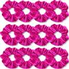 IVARYSS Elastici per capelli rosa acceso, in morbido velluto di alta qualità, elastici spessi in tinta unita, accessori per capelli per donne e ragazze, confezione da 12