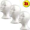 OUTLETISSIMO® KIT 3 TESTA IN POLISTIROLO BIANCO ESPOSITORE PER PARRUCCA CAPPELLO CASCO