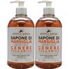 FEI FAN 2x Sapone Di Marsiglia Vegetale Per Mani, Viso e Corpo. Con Tappo Dosatore 500ml (CENERE VULCANICA)