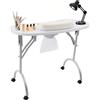 Pinuox Tavolo per Manicure Pinuox, Pieghevole con Aspirazione, Portatile con Ruote (Bianco)