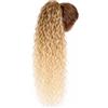 Ser Mulher Coda Capelli Extension Riccia, Lunga: 70 cm - Peso: 146 g con Coulisse Regolabile - Coda Finta Capelli, Voluminosa in Termofibra Naturale, Facile da Applicare, JACY, (Brown Degradee, 70 cm)