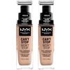 NYX Professional Makeup Fondotinta Can't Stop Won't Stop Tonalità 03 Porcelain Liquido Waterproof Lunga Tenuta 24h Finish Matte Leggero No Transfer e Ultra Pigmentato - 2 Fondotinta da 30ml