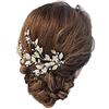Ulalaza Cerchietto da sposa in cristallo per capelli da sposa con perle e strass, accessori per capelli da donna