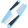 Hohopeti Pettine in Acciaio Inox 2 Pezzi Pettine a Denti Fini per Cuoio Capelluto Rimozione Forfora per Adulti e Animali Spazzola Ergonomica per Chioma Ricci e Lisci