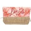 Liu Jo Pochette piccola con Frange, Rosa con Stampa Palme, 24 x 15,5 x 5 cm, Tessuto e Iuta