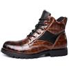 SWZEC Uomo Stivaletti Derby Vintage PU Pelle Stivali da Combat Modai Stivali da Lavoro Biker Boots Moto Stivali Taglia 38-48 (45,Marrone)