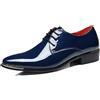 Ninepointninetynine Scarpe Eleganti da Uomo Stringate Scarpe Derby in Pelle Verniciata con Punta Liscia Lucida Tacco Largo Suola in Gomma Low Top Business (Color : Rosso, Size : 45.5 EU)