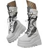 tinetill Stivali Stivali Alti Zeppa Plateau Donna Stivali Stringati Punk Gotico Stivali Invernali Tacco Grosso Vintage Autunno Inverno Tempo Libero Stivali Gambo Lungo