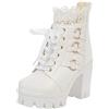 NOAGENJT Stivali Donna Estivi Bassi Stivali Bianco Nero Stivali Moto Donna Tacco Stivali Bambino Bianco Nero Zip Stivali Sandali Uomo Scarpe Casual Donna Tacco Bianco-B 31.99