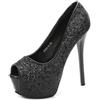 WBITJDK Scarpe con Tacco E Plateau con Paillettes Tacco A Spillo Peep Toe Pumps Sandali 10/12/14cm Abiti da Festa Scarpe da Sposa (Argento 12CM,36)