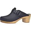 Sanita Malulo | Zoccoli Aperti da Donna | Zoccoli in Pelle con Suola in Legno | Cinturino alla Caviglia | Prodotto Originale Fatto Mano | Nero | 39 EU
