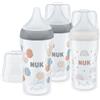 NUK Set biberon Perfect Match | 3+ mesi | Si adatta al palato del bambino | Controllo temperatura | Sfiato anti-colica | 260 ml | Senza BPA | Tettarella media in silicone | Arcobaleno e fiocco | 3 pz