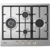 De'Longhi YLG 60 RFX Piano Cottura A Gas 60 Cm, 4 Bruciatori 1 Doppia Corona, Acciaio Inox, Griglie In Ghisa, Manopole Frontali