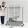 Dalumian Supporto mobile per scopa e mocio, carrello portautensili da pavimento con 4 ruote, portautensili da giardino, organizer per prodotti per la pulizia per garage e ripostiglio(8 slots)