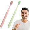 Generic Confezione da 2 spazzolini manuali a testa larga, per la pulizia dei denti e gengive, per adulti, per la casa, portatile, per coppie, colore rosa e verde