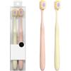 Generic Spazzolino da denti morbido per adulti, spazzolino manuale, spazzolino da denti a testa larga per la casa, spazzolino portatile per coppia (giallo + rosa)