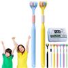 Gienslru Sensory Joy Spazzolino da denti a 3 lati, Spazzolino da denti a tre lati, setole morbide a forma di V, pulisce ogni dente per coprire completamente lo spazzolino (2 pezzi-A (bambino)